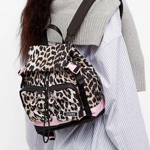 Ganni leopard recycled mini backpack (NWT)